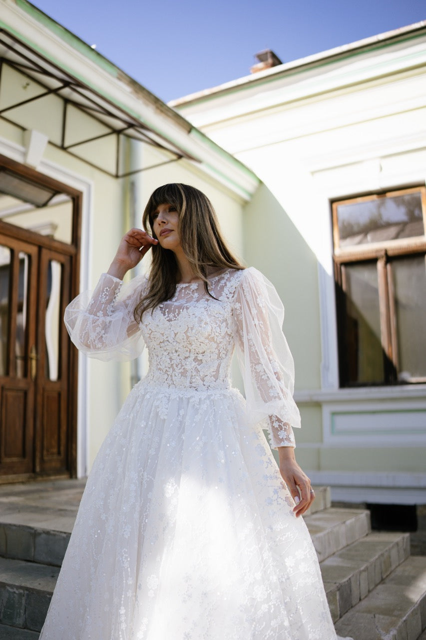 Princess Wedding Dress with Floral Appliqués