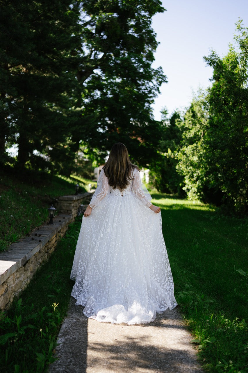 Princess Wedding Dress with Floral Appliqués