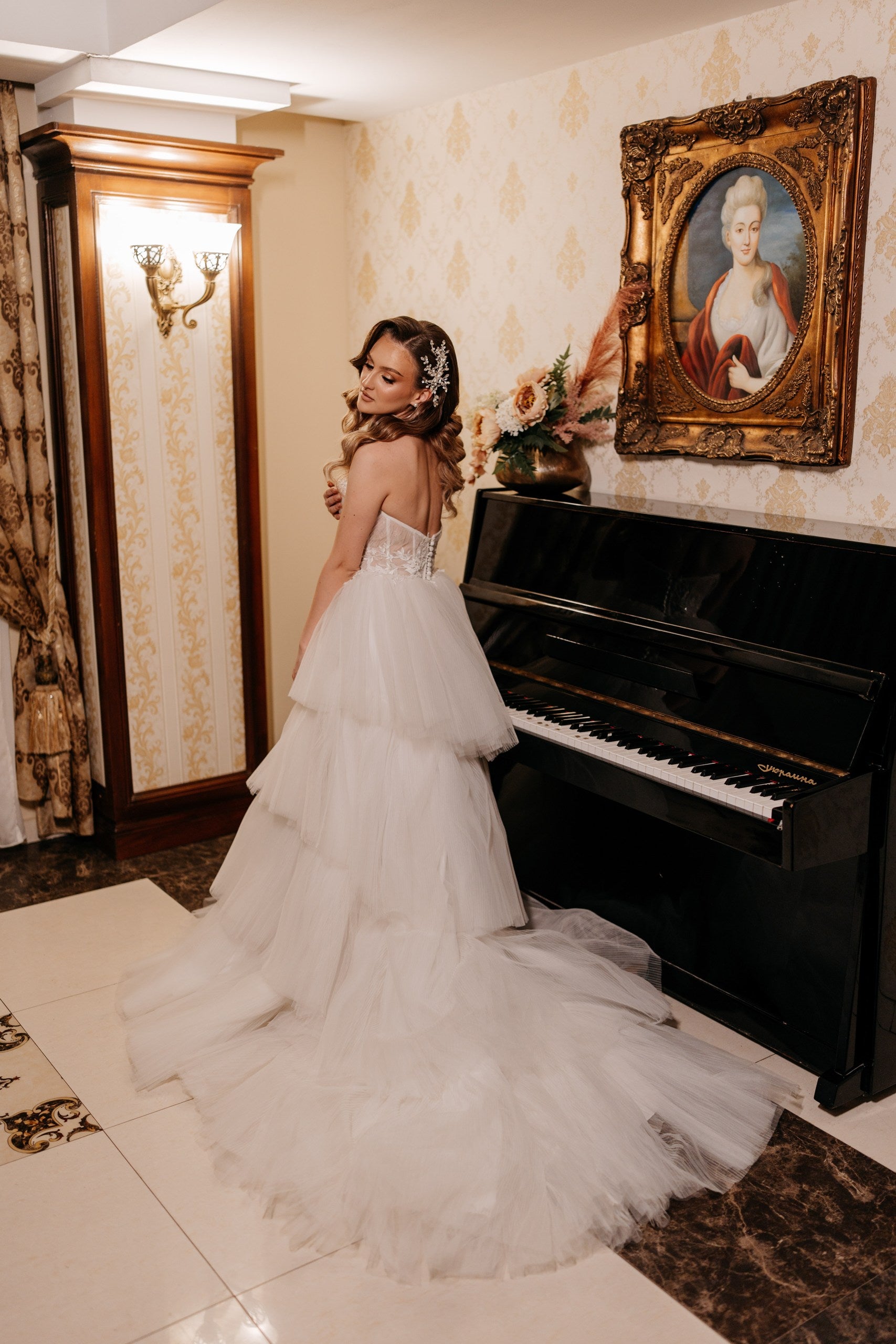 Layered Tulle Wedding Dress with Romantic Corset