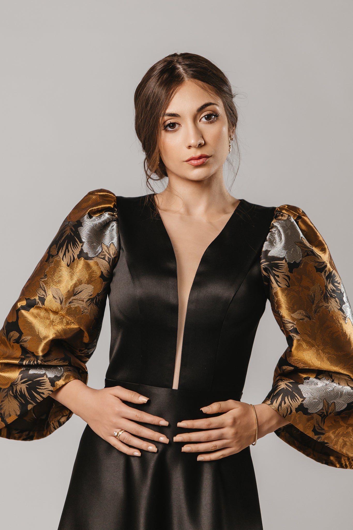 Black Duchess Taffeta A-Line Wedding Dress