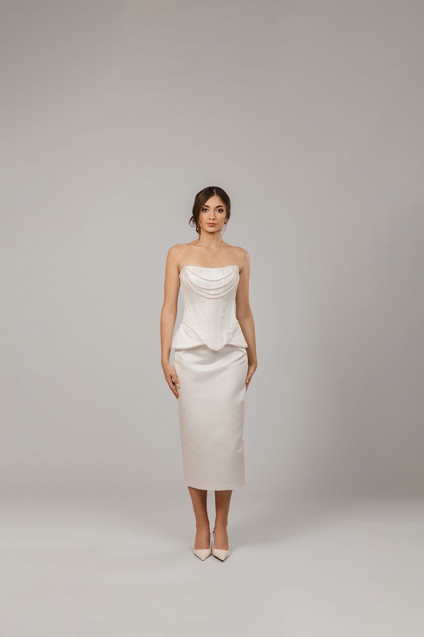 Civil Ceremony Set with Pearl Corset and Tapered Skirt
