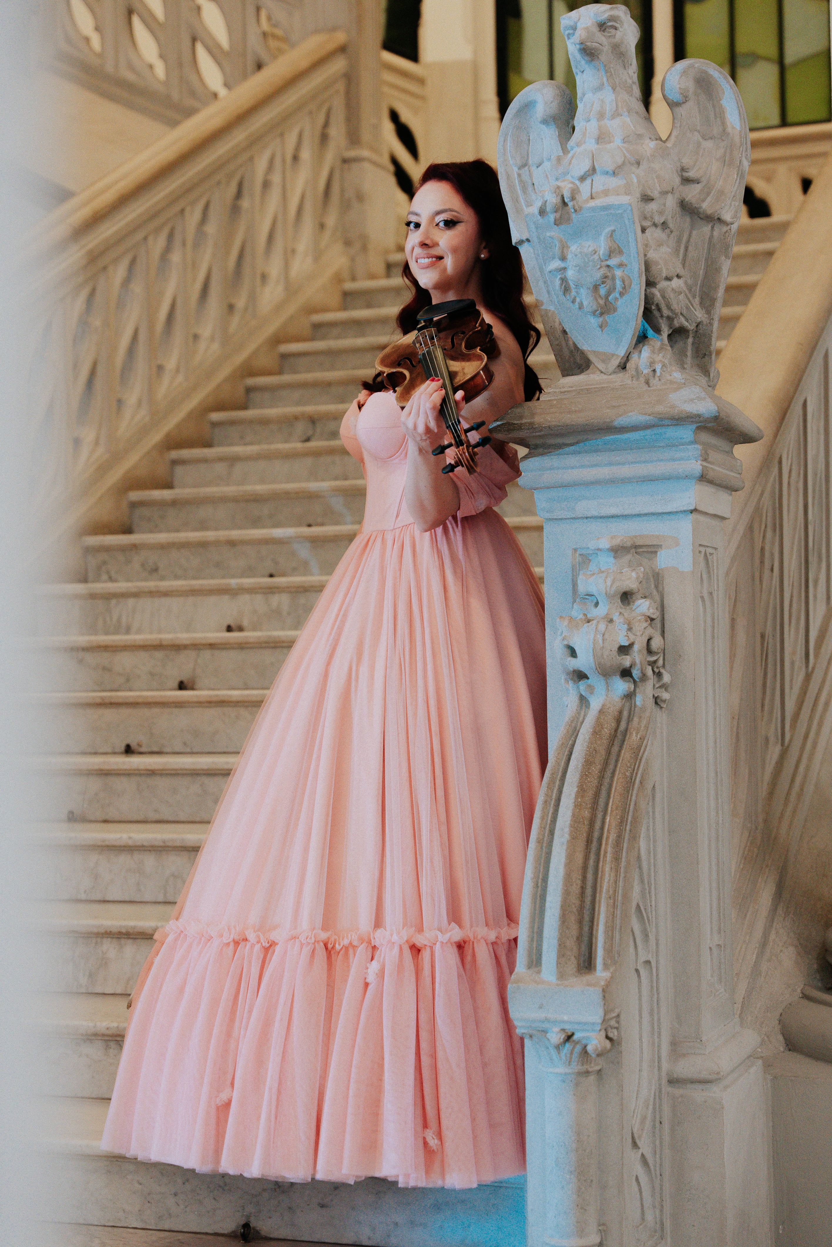 Romantic Pink Floral Evening Dress