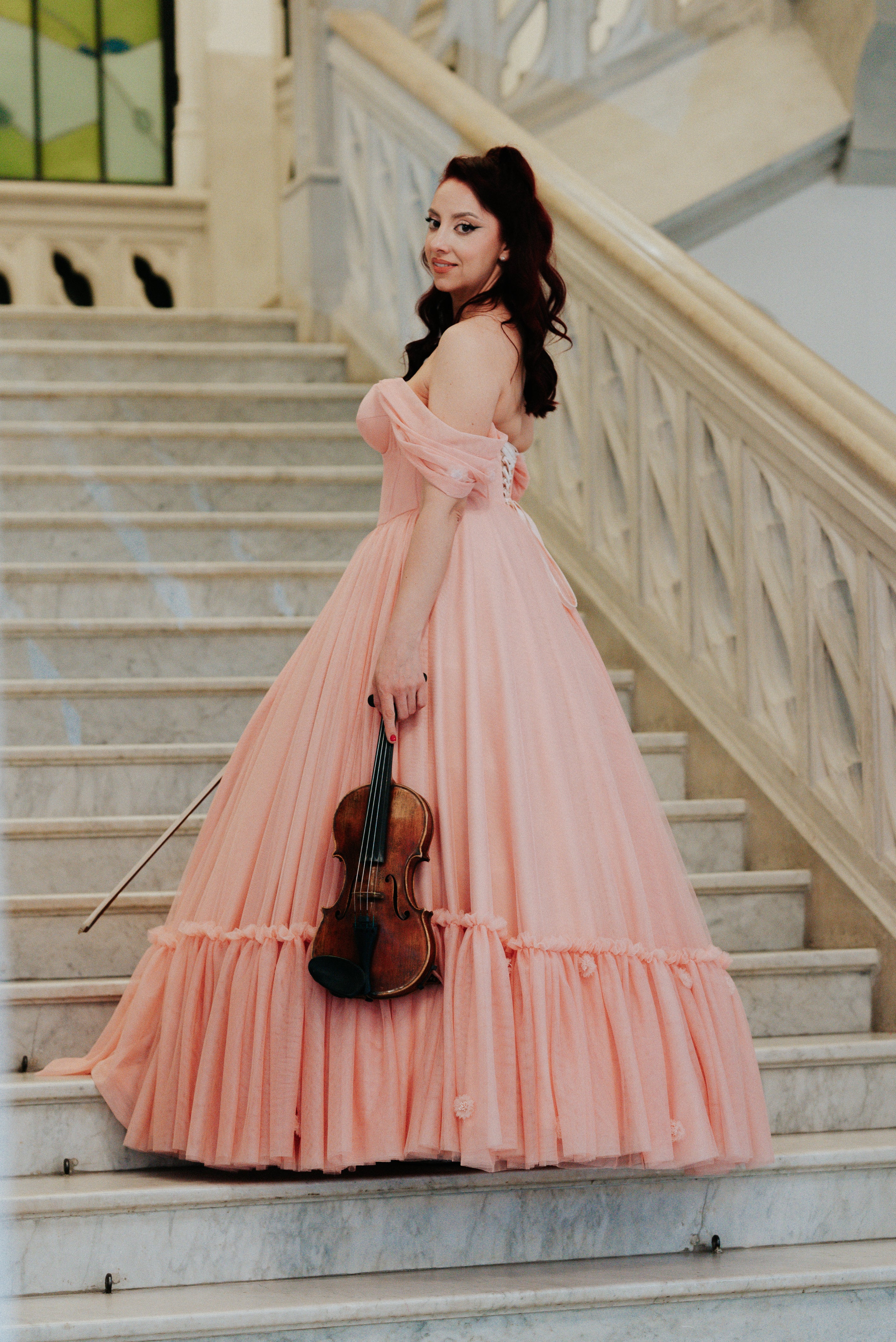 Romantic Pink Floral Evening Dress