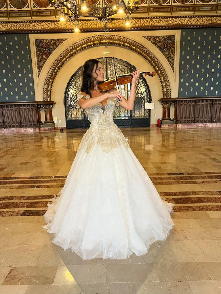 Off-Shoulder Princess Wedding Dress with Delicate Lace