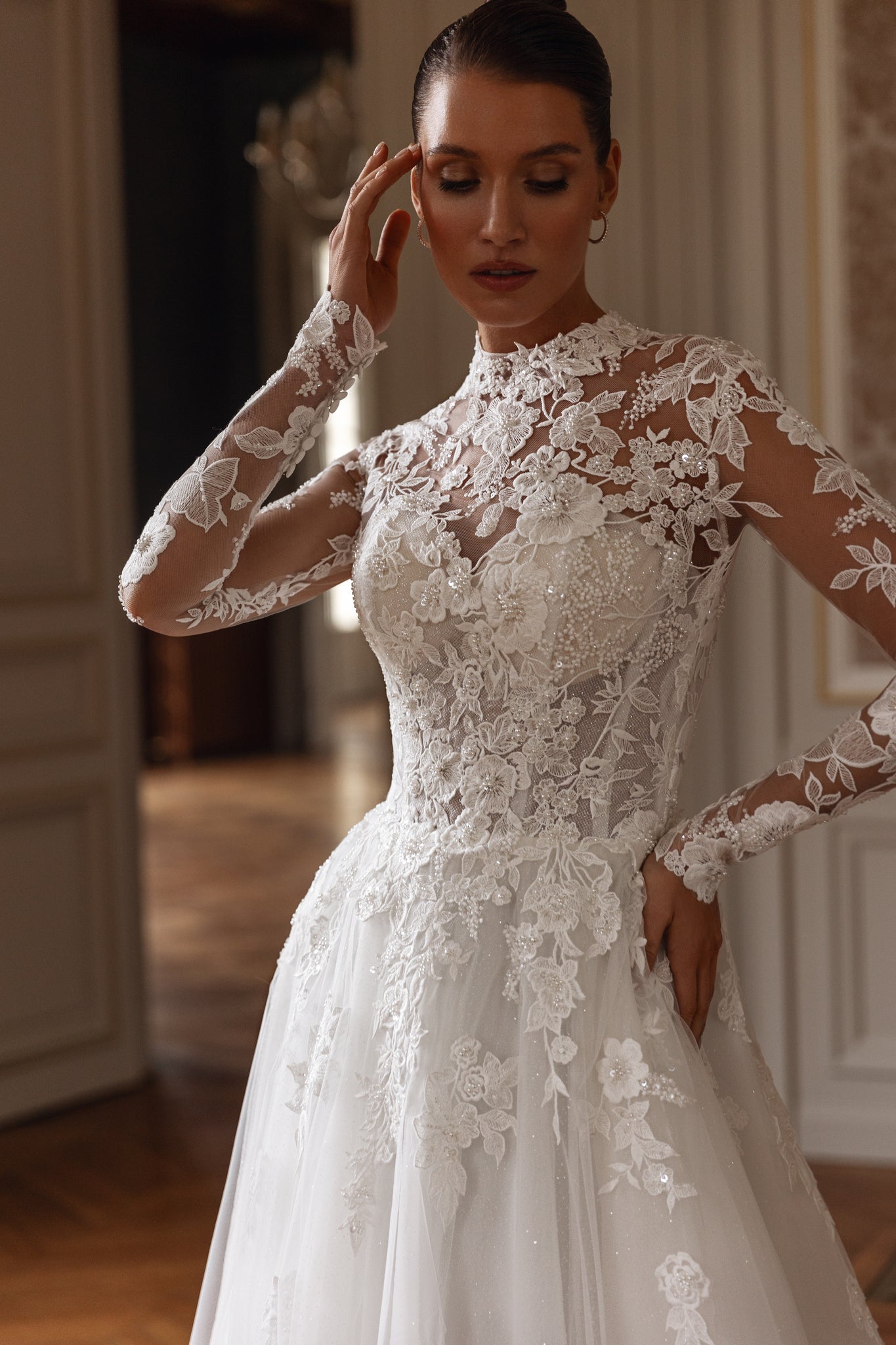 Lace Wedding Dress with Flowers