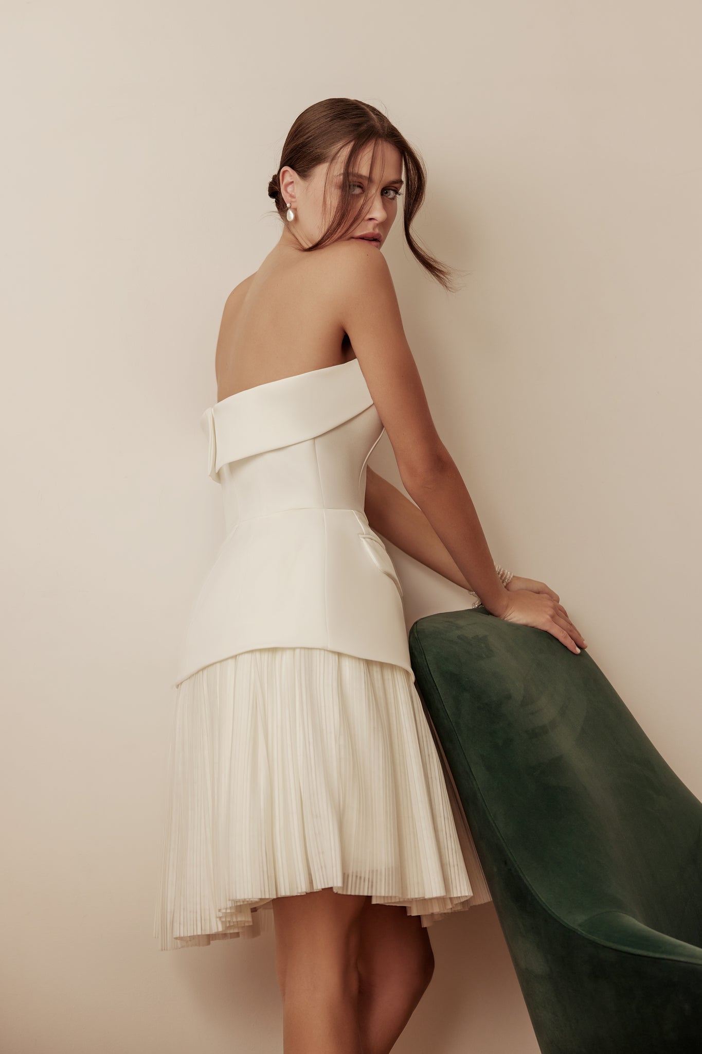 PLEATED SKIRT AND BLAZER TOP