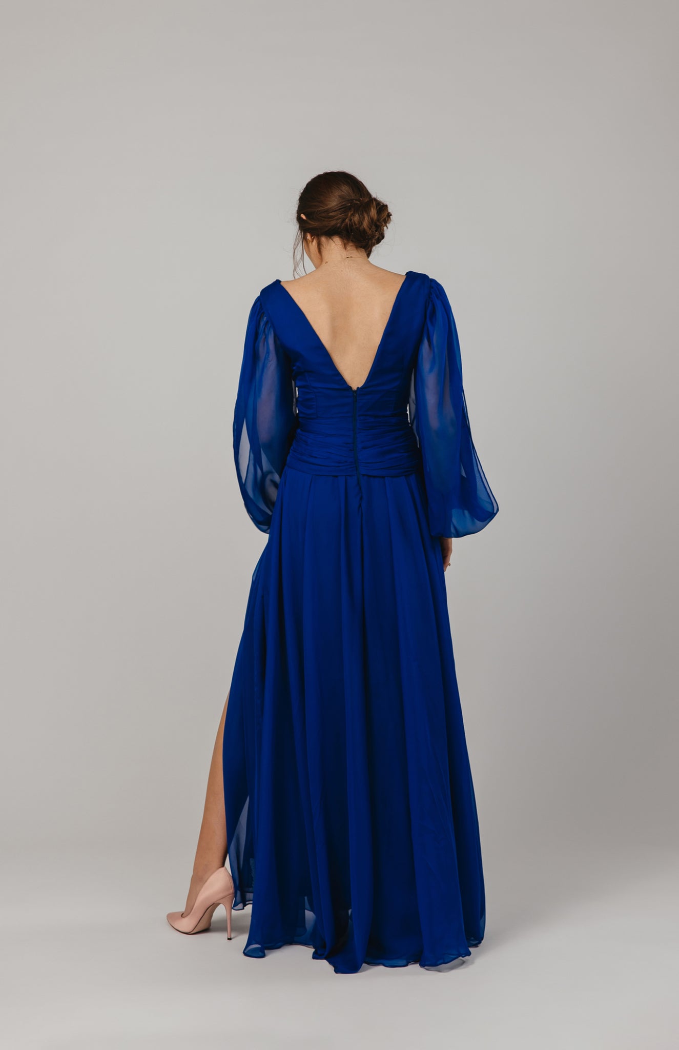 Royal Blue Chiffon Evening Dress