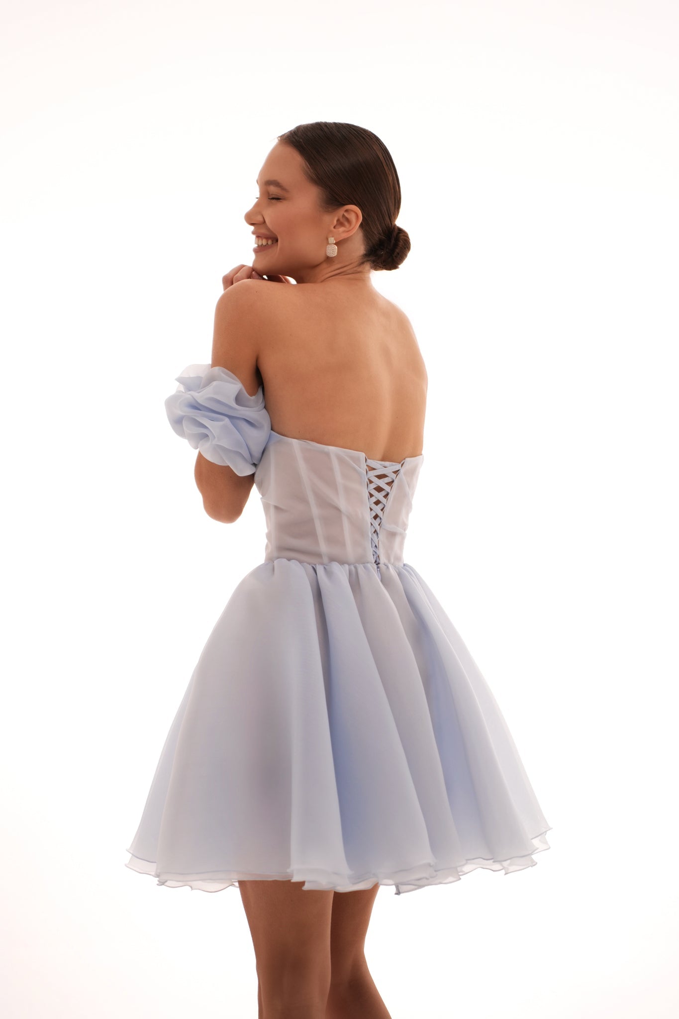 SHORT DRESS WITH ORGANZA CORSET DETAIL