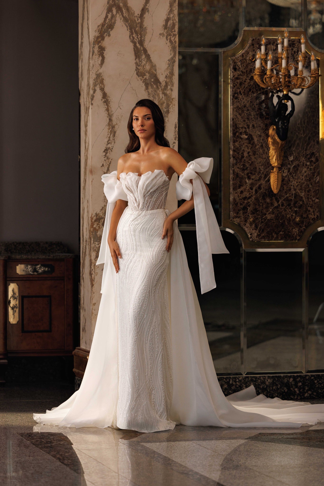 Siren Wedding Dresses with Organza Sleeves