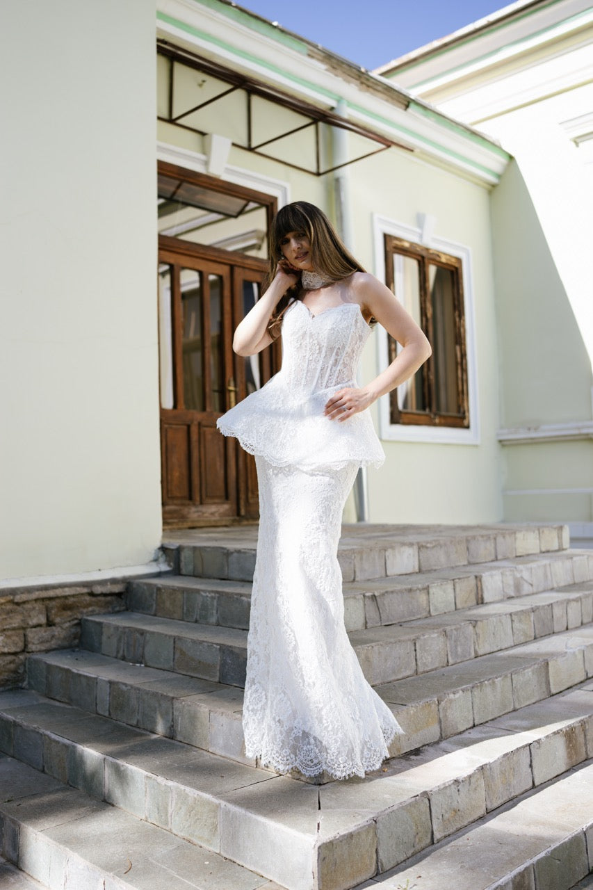 Luxury Lace Mermaid Wedding Dress with Corset Bodice and Choker