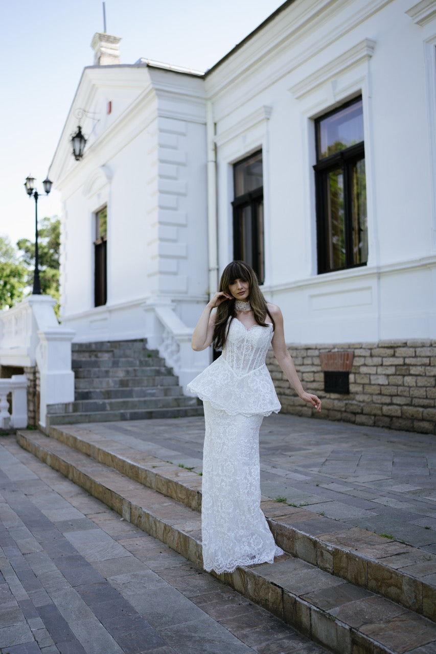 Luxury Lace Mermaid Wedding Dress with Corset Bodice and Choker