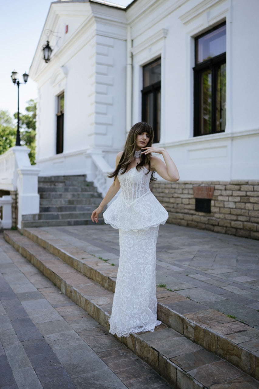 Luxury Lace Mermaid Wedding Dress with Corset Bodice and Choker