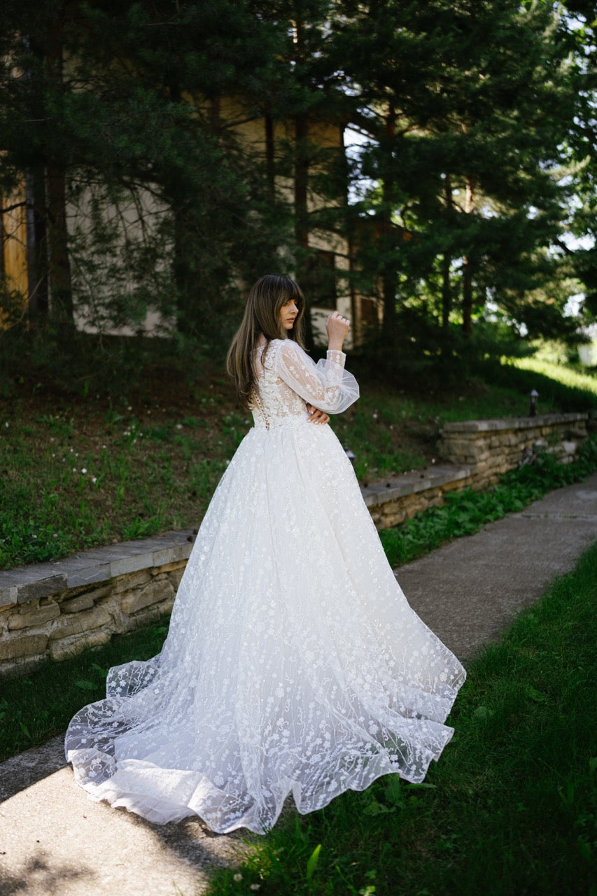 Princess Wedding Dress with Floral Appliqués