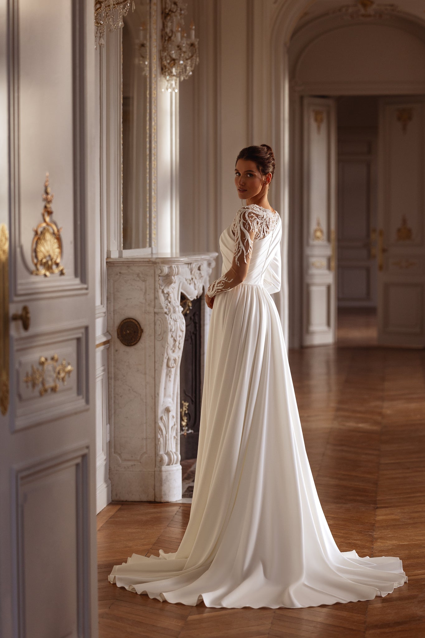 Asymmetrical Draped Wedding Dress