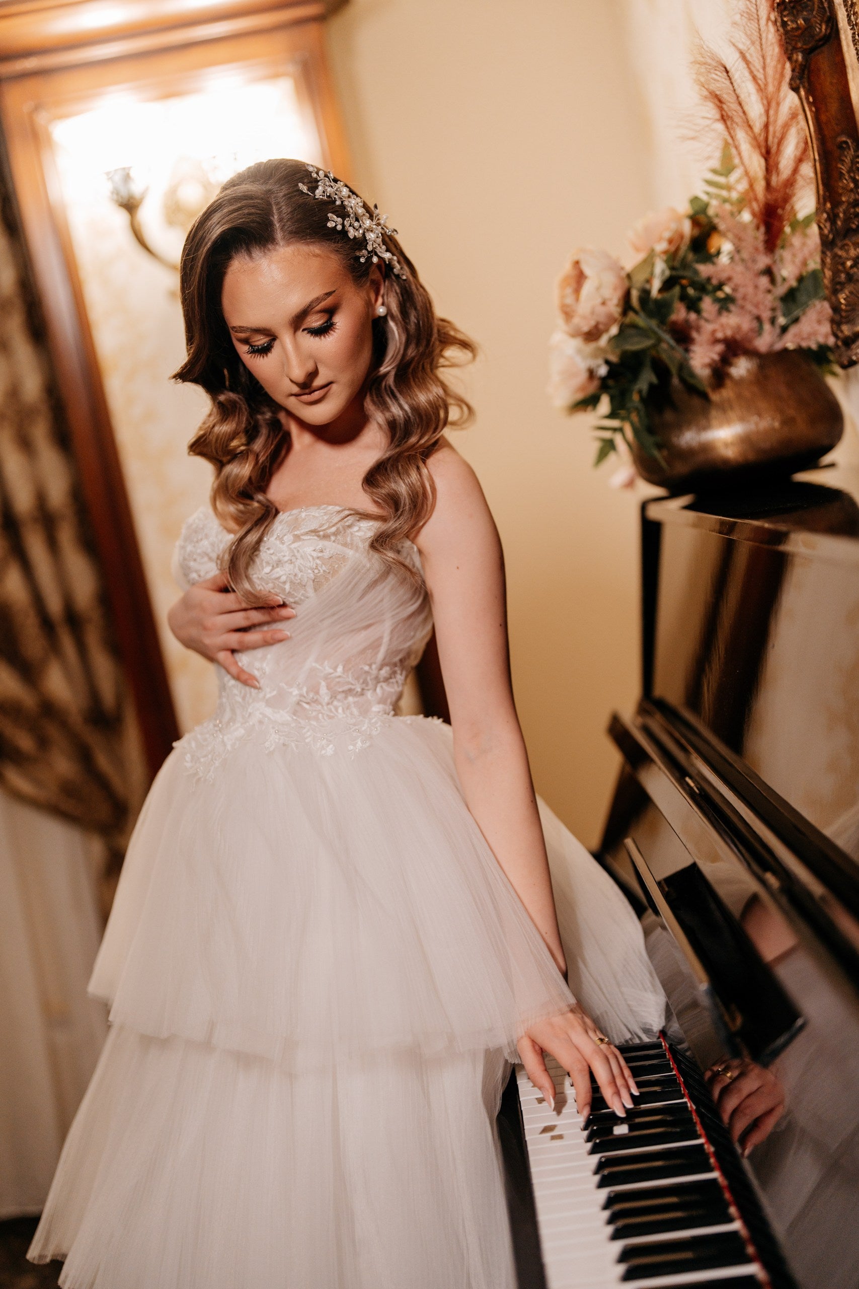 Layered Tulle Wedding Dress with Romantic Corset
