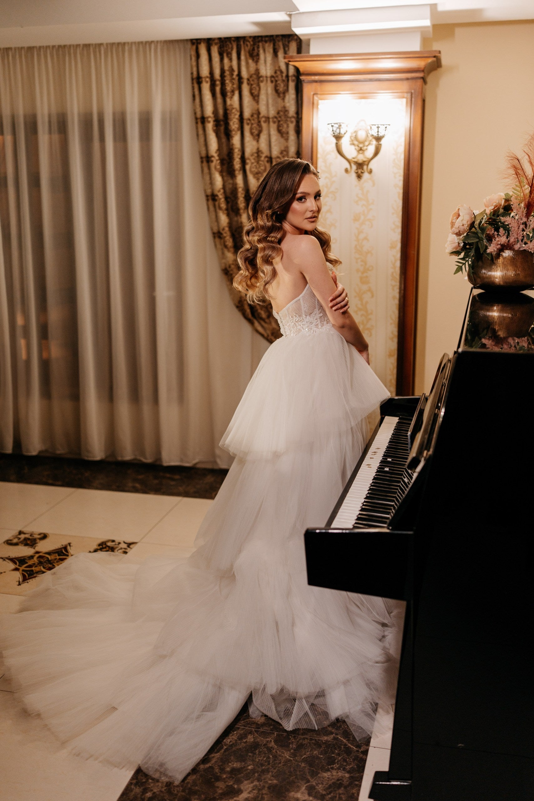 Layered Tulle Wedding Dress with Romantic Corset