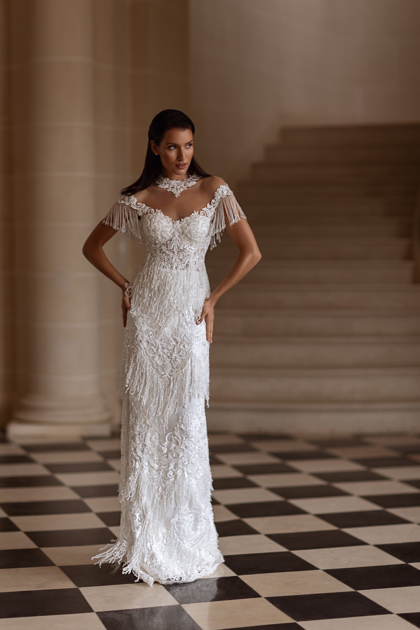 Gatsby-Inspired Fringe Wedding Dress