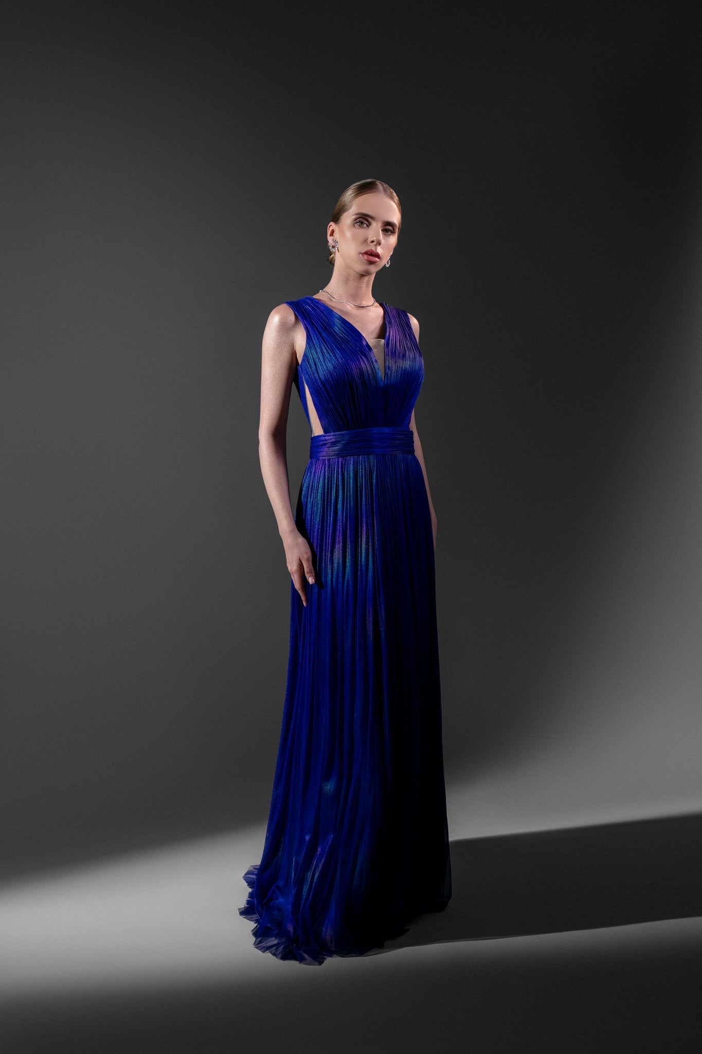 LONG SILK TULLE DRESS