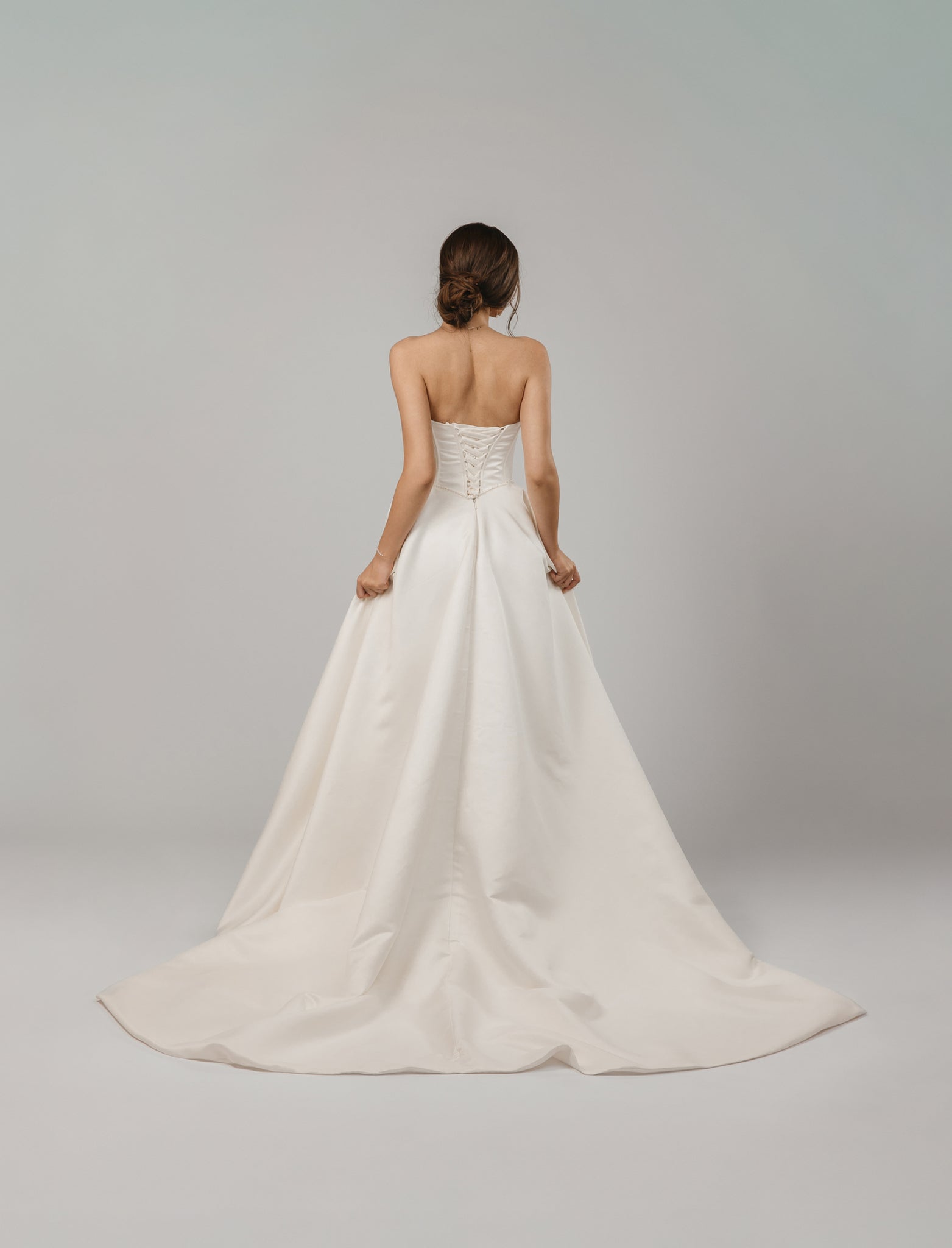 Off-Shoulder Wedding Dress with V-Corset