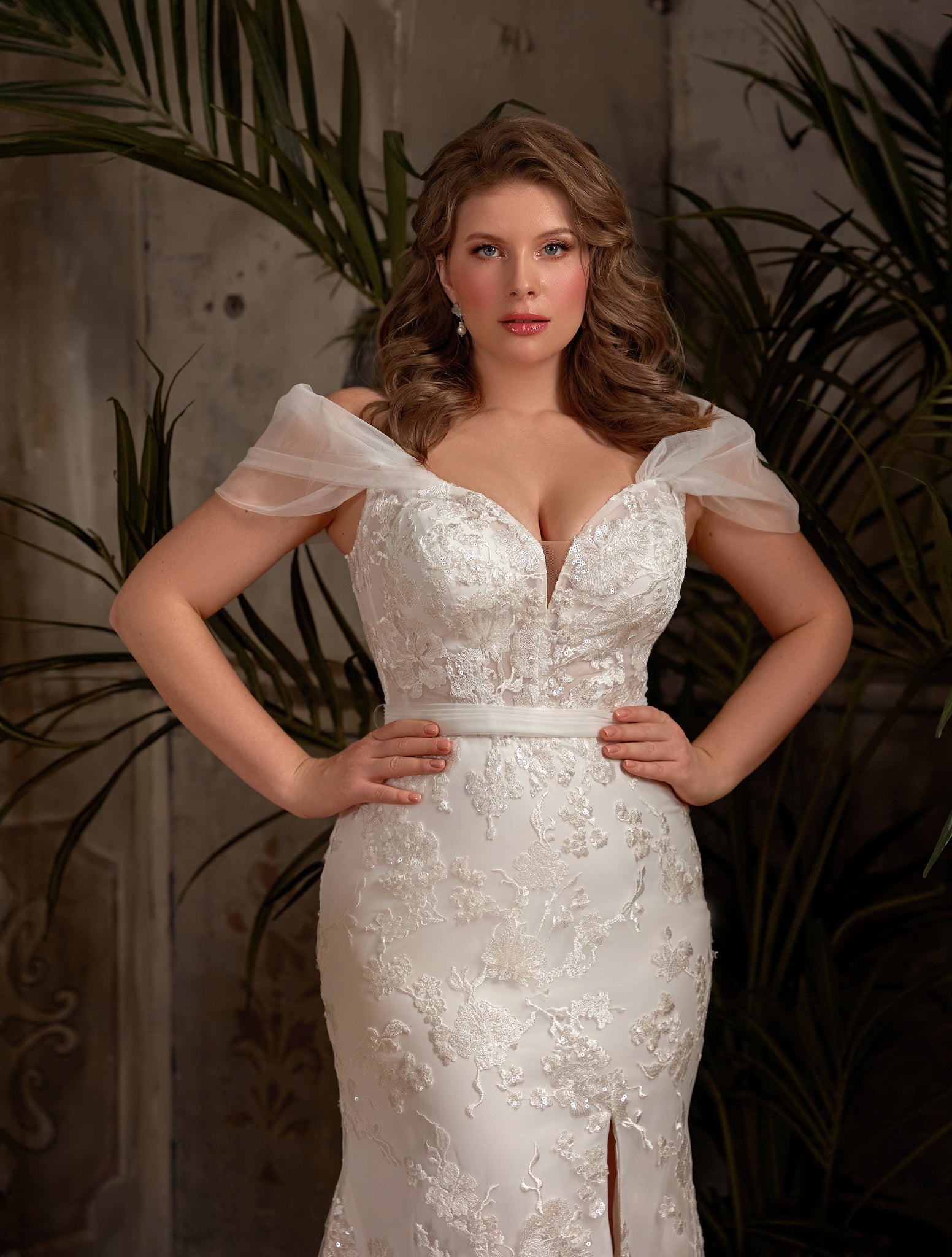 Plus Size Wedding Dress with Slit