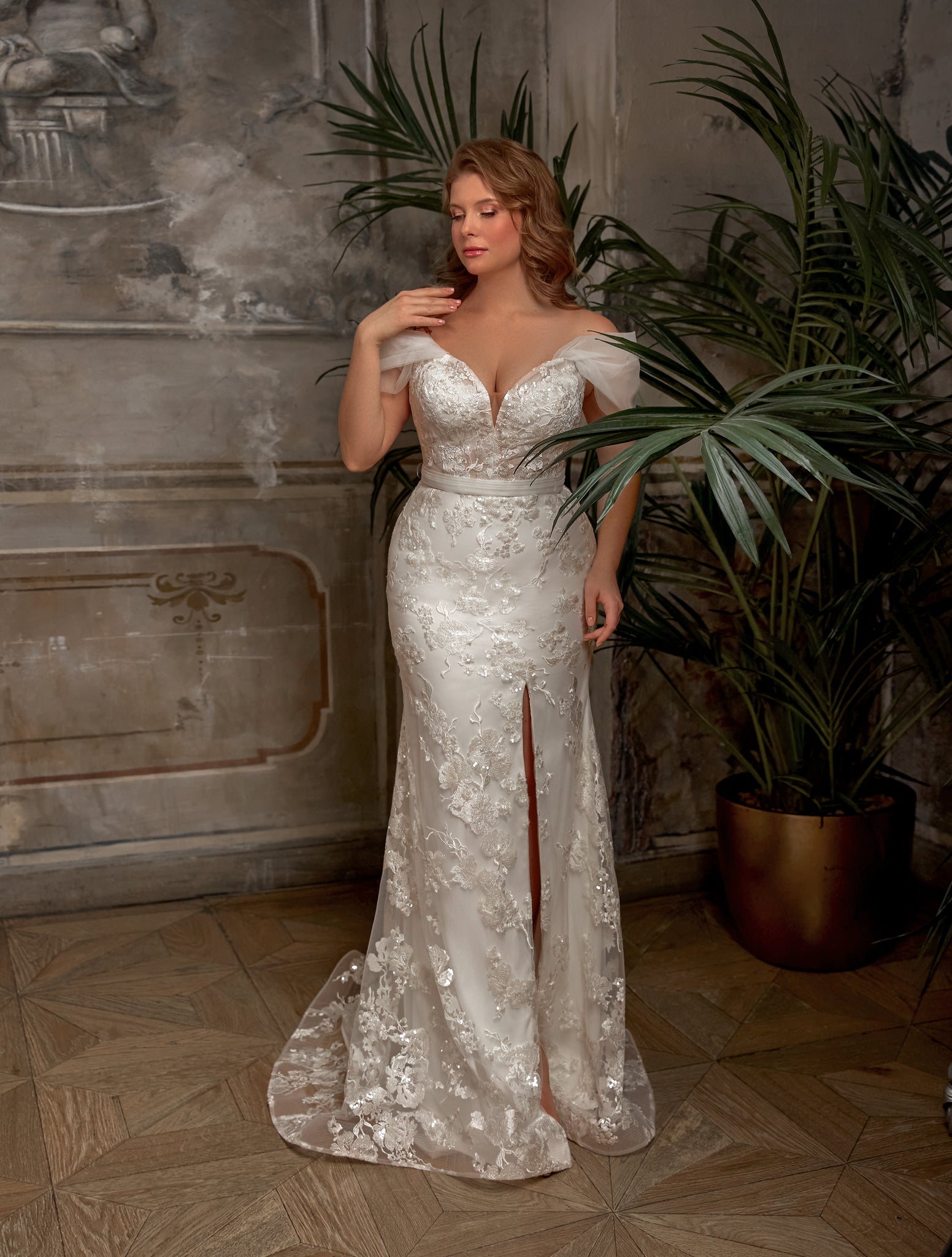 Plus Size Wedding Dress with Slit