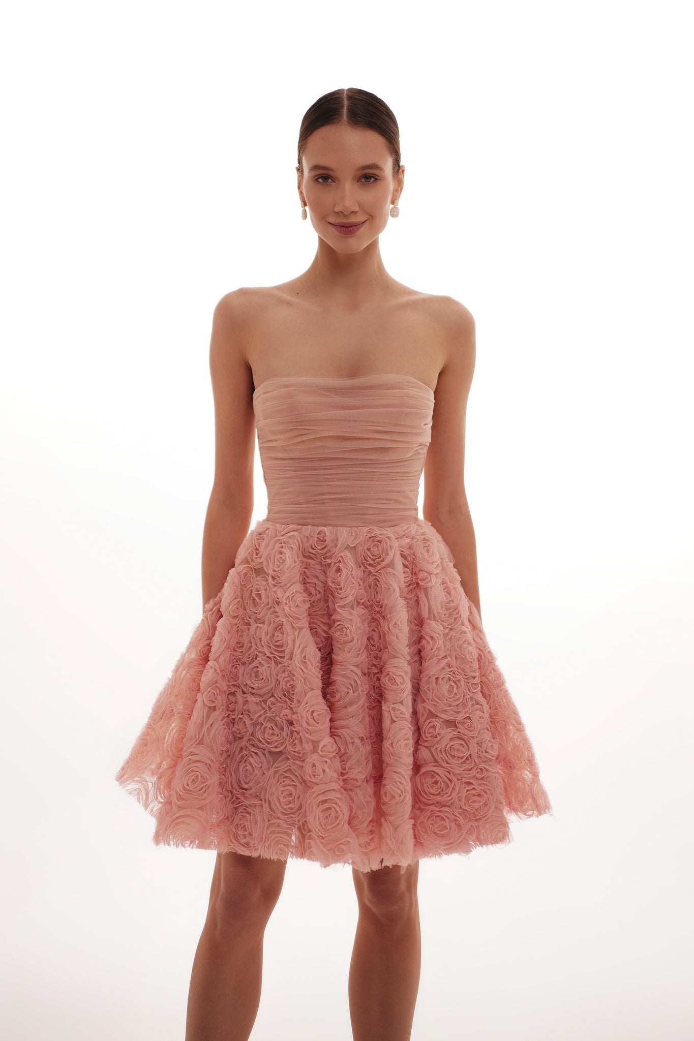 WEDDING DRESS WITH ROSE EMBROIDERED SKIRT AND BOLERO