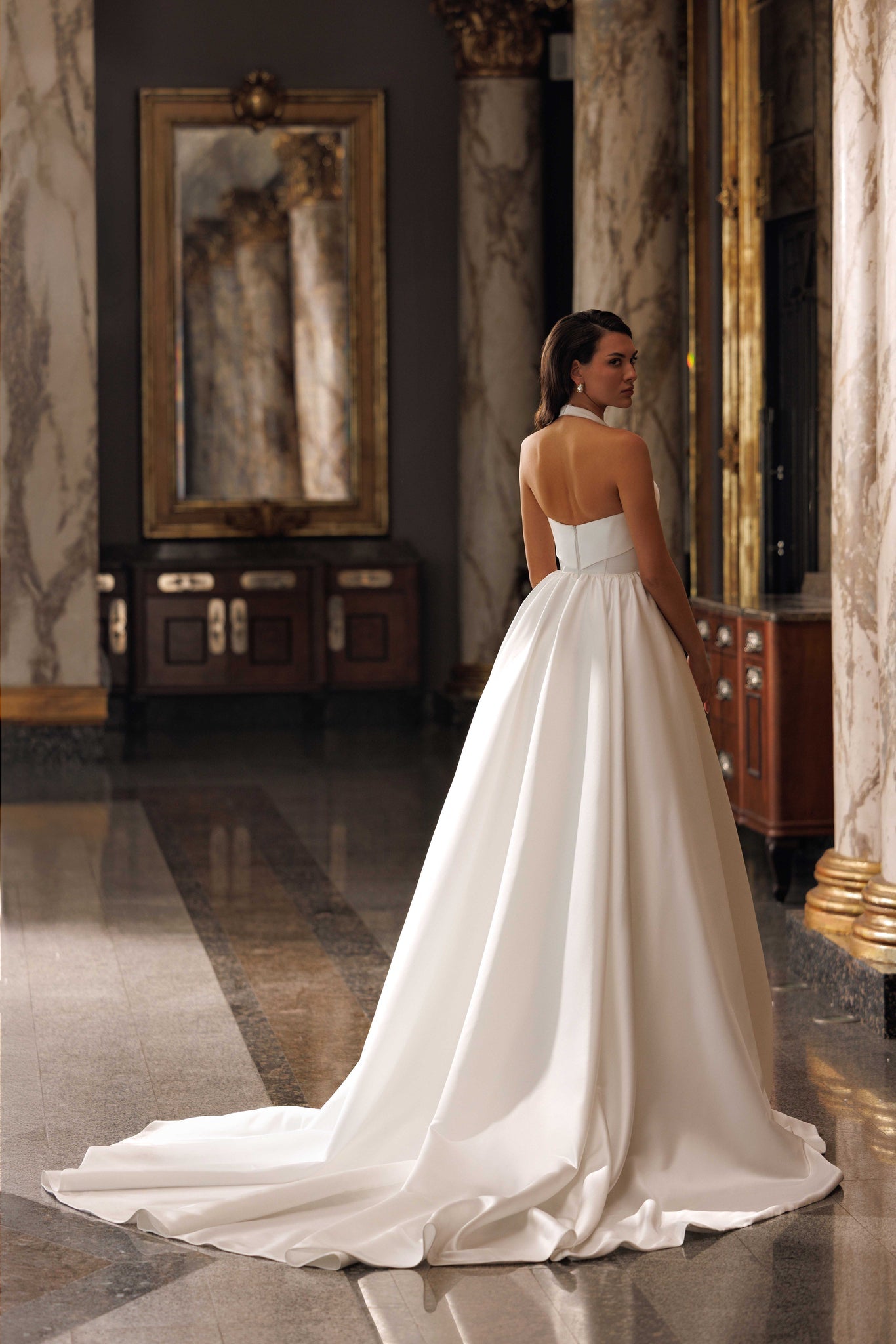 Wedding Dress with Modern Corset and Halter Straps
