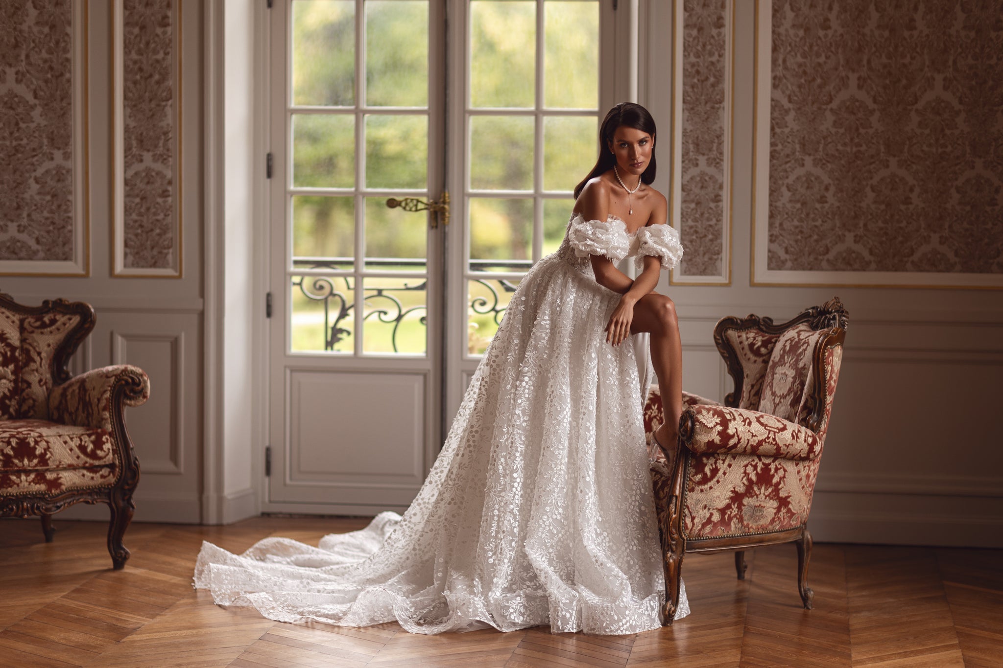 Wedding Dress with Short Puff Sleeves